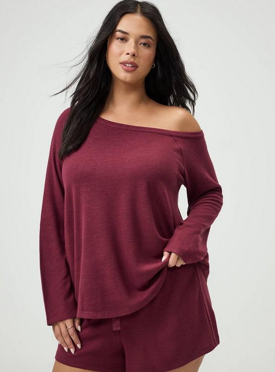 Super Soft Plush Off-Shoulder Lounge Top
