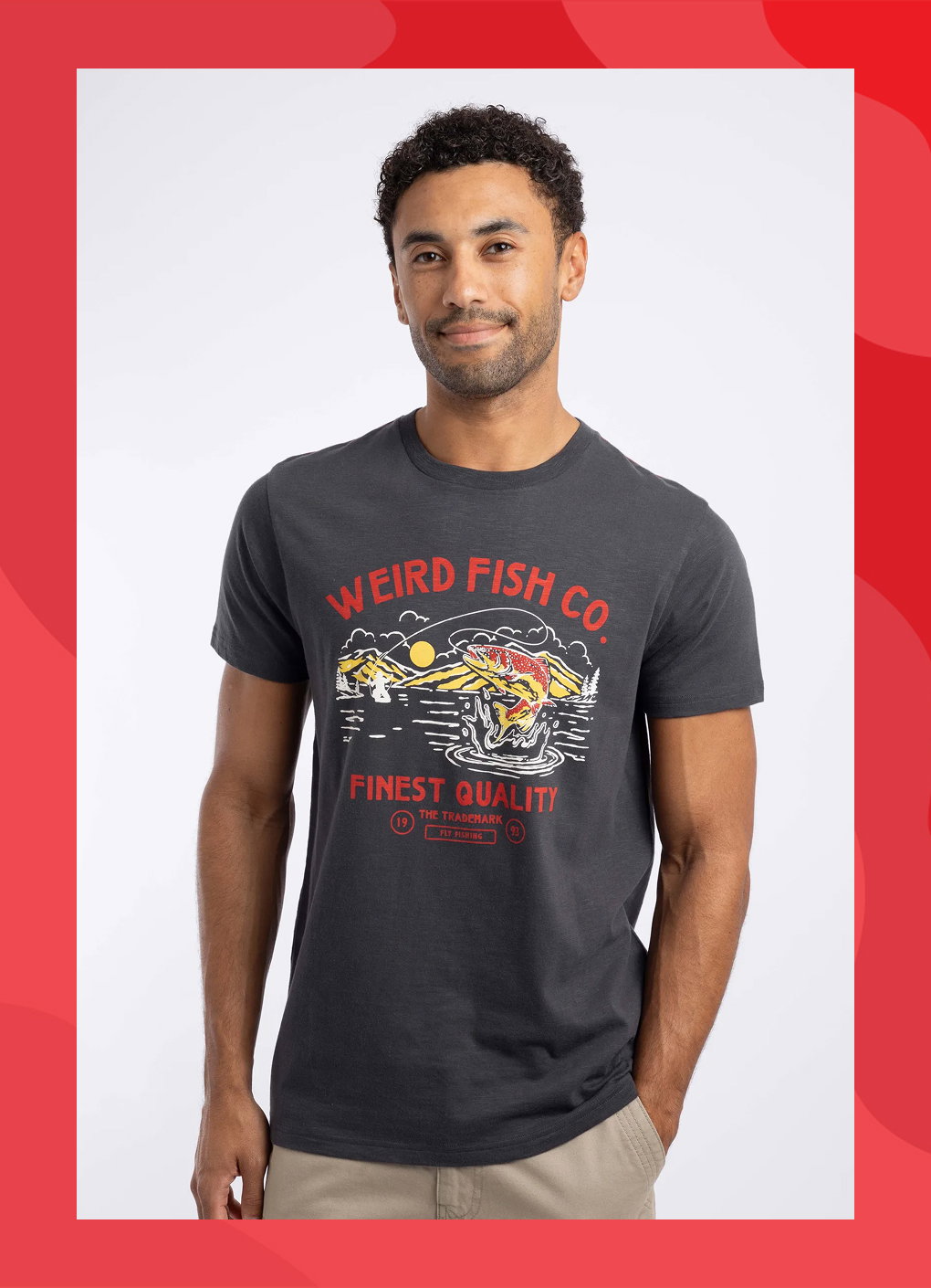 Fish Out Of Water Front Print Graphic T-Shirt Coal