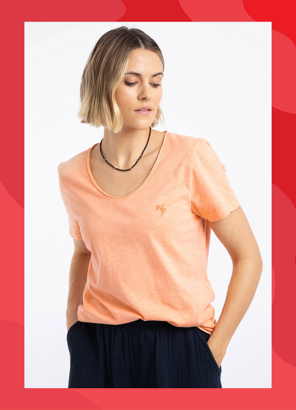 Hailey V-Neck T-Shirt Sorbet