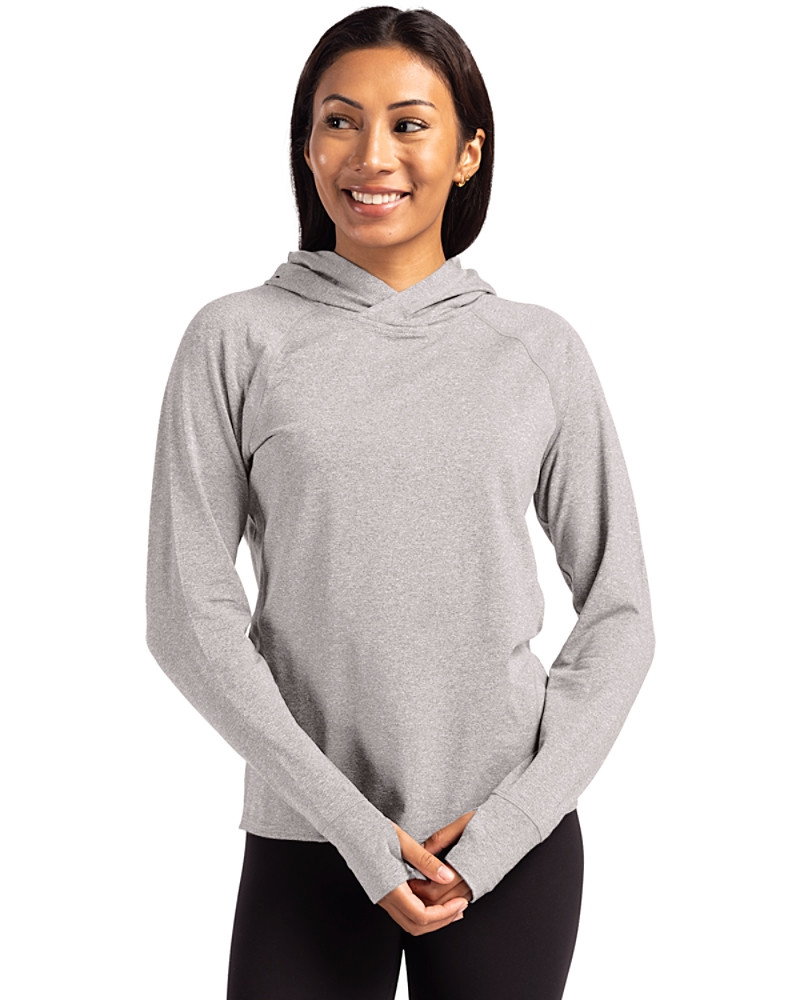 Image of Cutter & Buck Adapt Recycled Soft Knit Stretch Womens Hooded Pullover