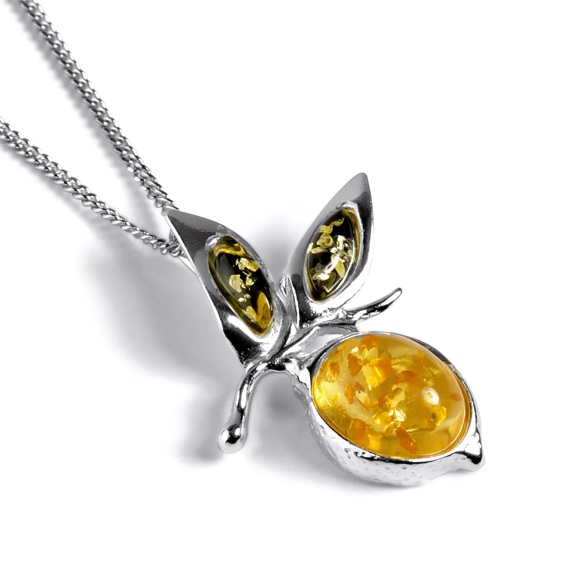 Image of Juicy Lemon Necklace in Silver and Amber