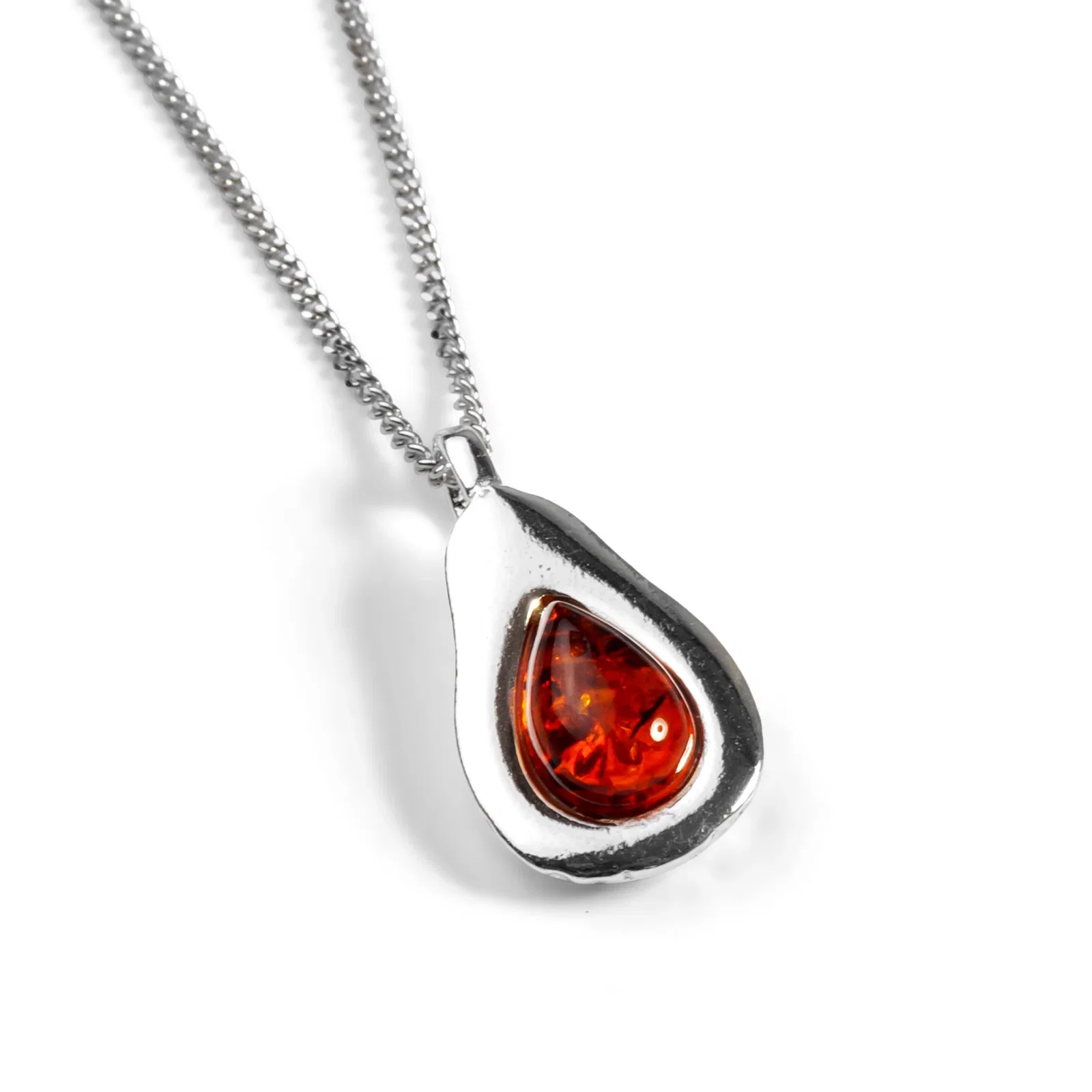 Image of Avocado Necklace in Silver and Cognac Amber