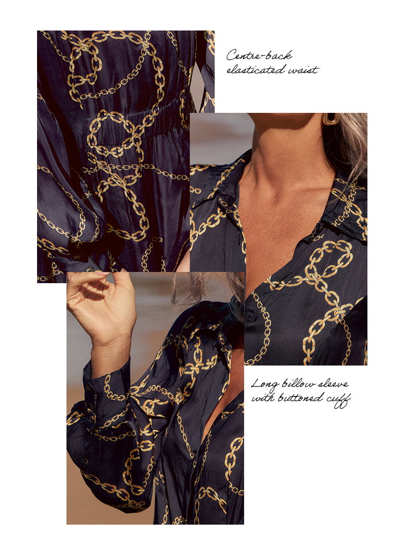 Shop Greta Collared Shirt Dress in Meridian
