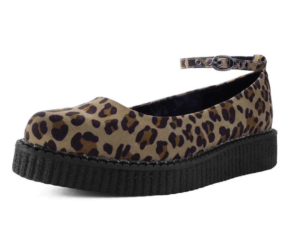 Image of Leopard Pointed Ballet Ankle Strap Creeper