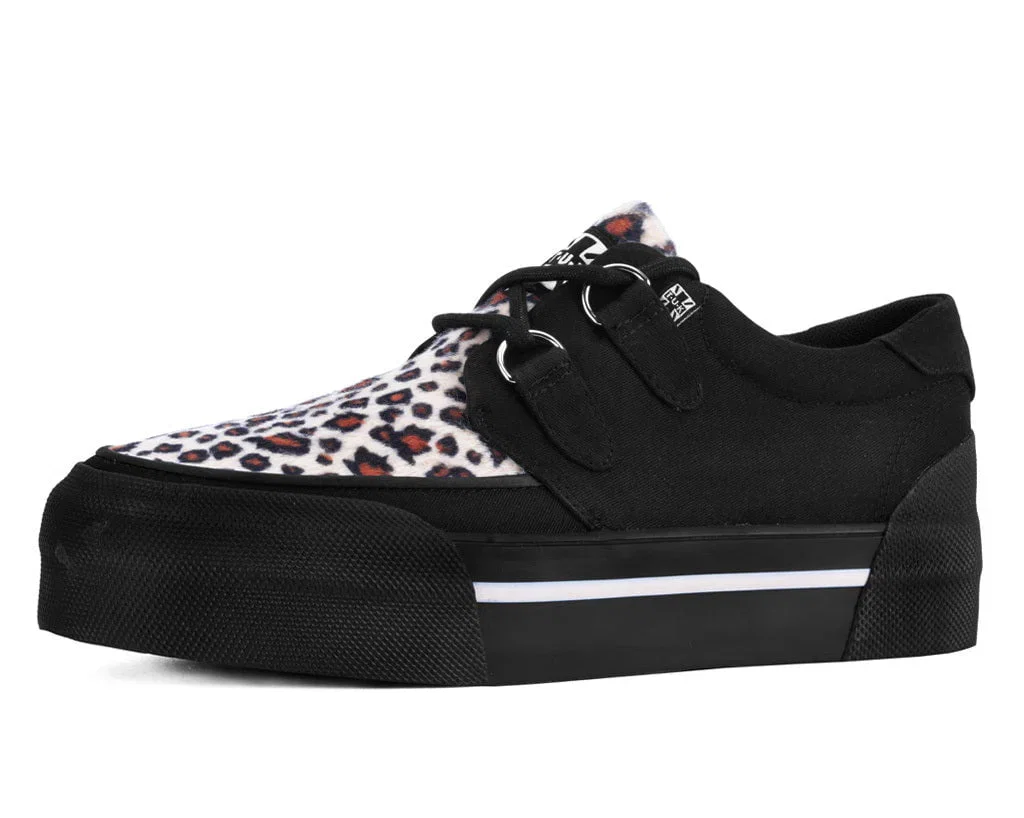 Image of Black & Leopard Canvas Platform Creeper Sneaker