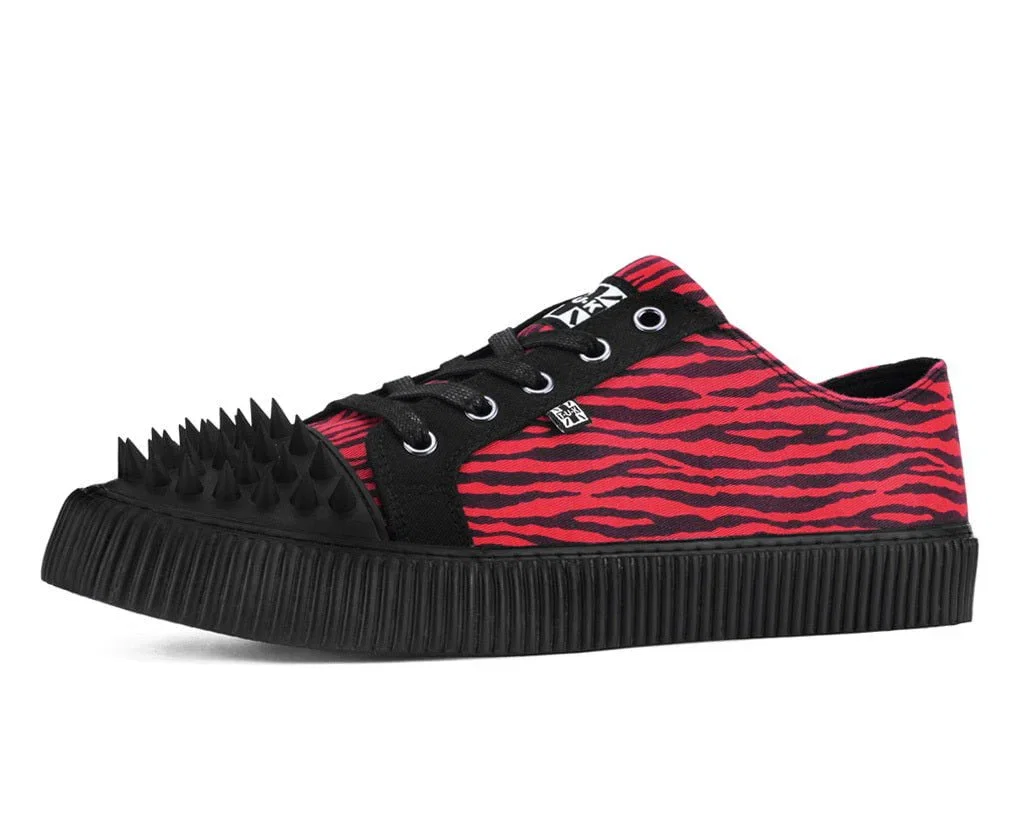 Image of Black & Red Zebra Print Spike Toe Lace Up Sneaker