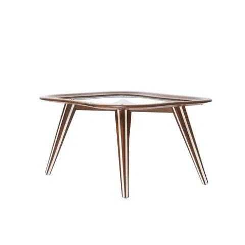 Filippo Chissotti Biomorphic Walnut & Glass Cocktail Table