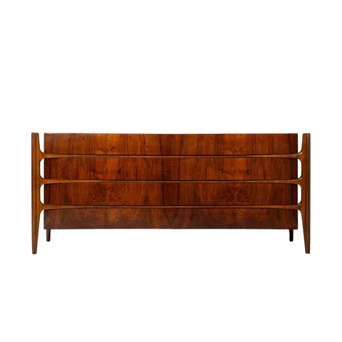 William Hinn Sculpted Walnut 8 Drawer Dresser