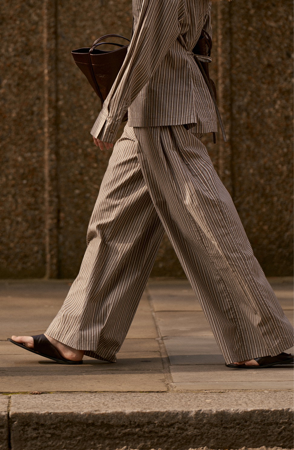 STRIPE WIDE LEG TROUSERS