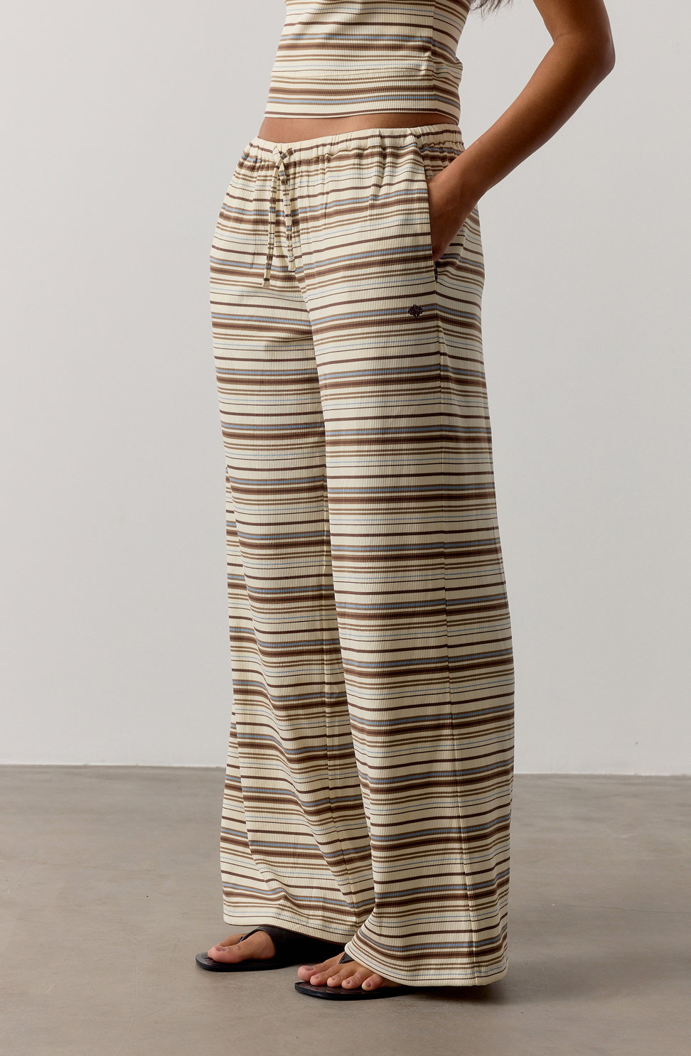 STRIPE WIDE LEG TROUSERS