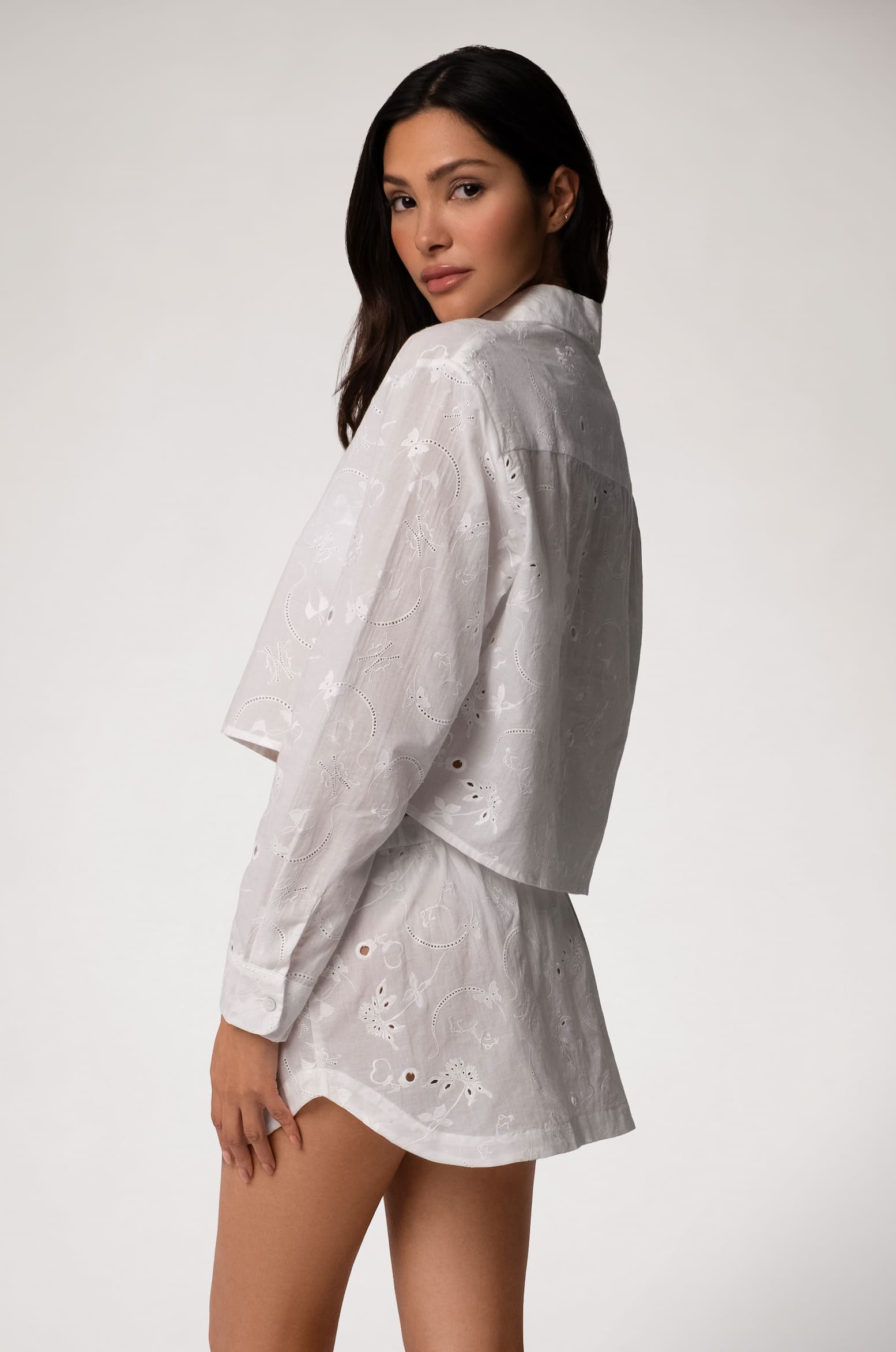 Cotton Eyelet Mini Skirt