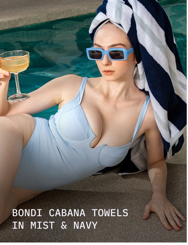 Bondi Cabana Towels in Mist and Navy