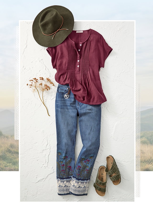 Summer Breeze Gauze Pintuck Top outfit