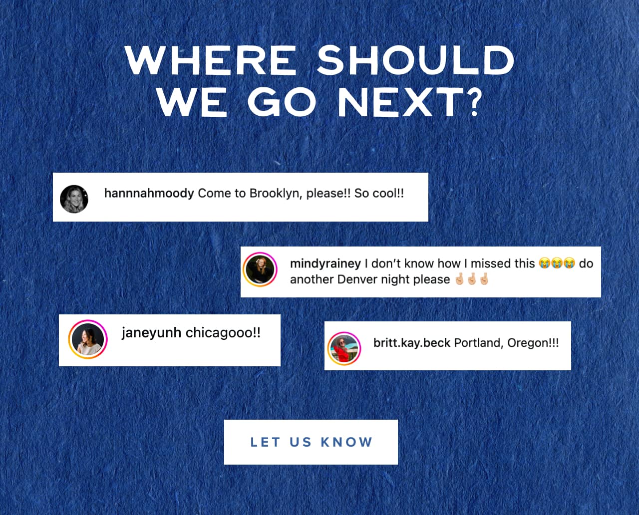 Where should we go next?