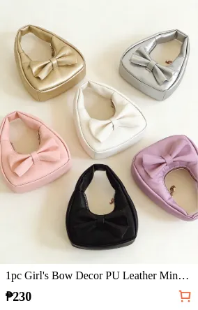1pc Girl s Bow Decor PU Leather...