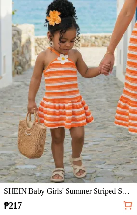 SHEIN Baby Girls Summer Striped...
