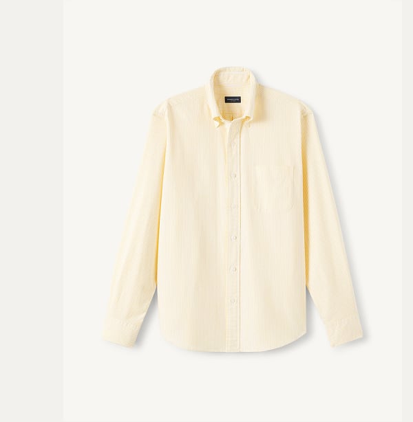 Washed Yellow Stripe Lightweight Oxford Shirt