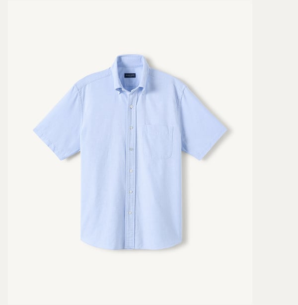 Light Blue Short Sleeve Lightweight Oxford Cloth Shirt