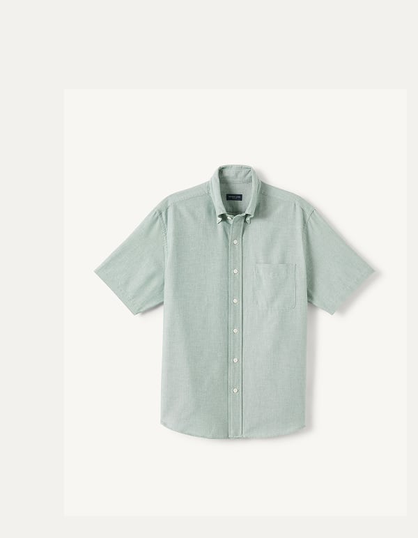 Washed Moss Lightweight Oxford Short Sleeve Shirt