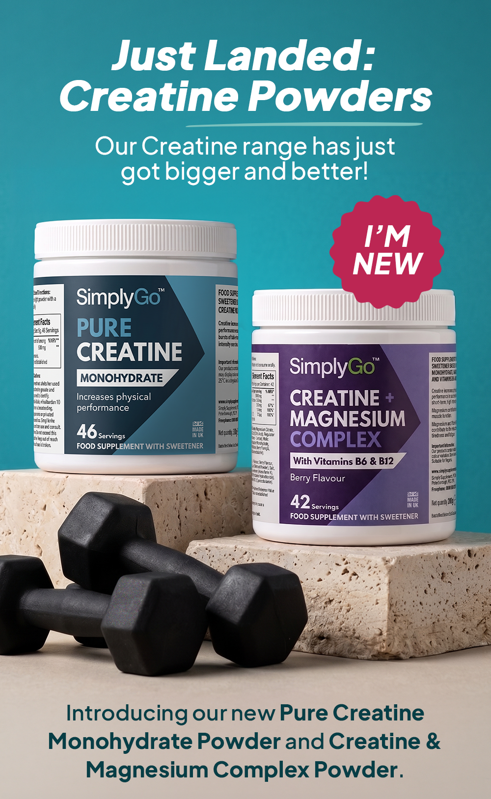 New in: Pure Creatine & Creatine and Magnesium Complex