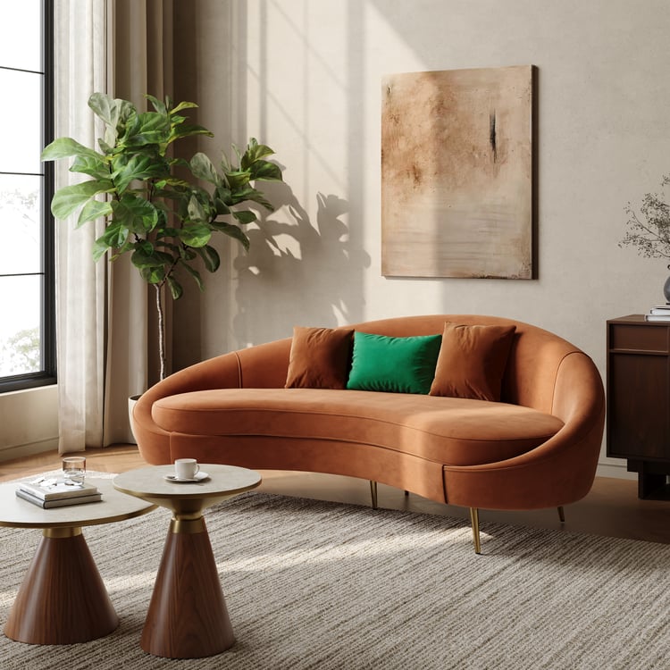 83" Velvet Curved Sofa with Gold Legs & Pillows 83" Velvet Curved Sofa with Gold Legs & Pillows