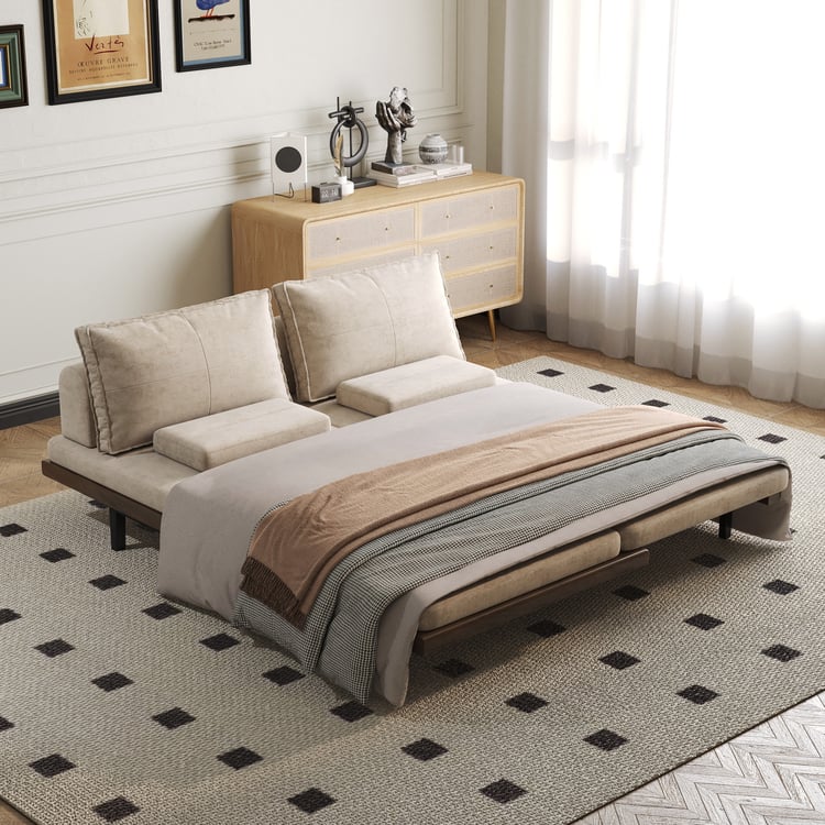 79" Queen Cotton & Linen Convertible Sleeper Sofa with Pillows 79" Queen Cotton & Linen Convertible Sleeper Sofa with Pillows