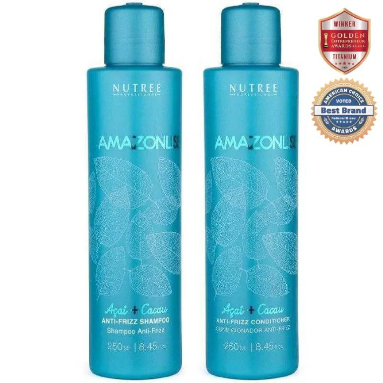 Amazonliss Açaí + Cacau Anti-Frizz Shampoo and Conditioner set, 8.45 fl oz