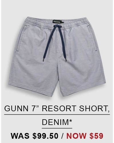 Shop Gunn 7" Resort Short, Denim online and instore at Rodd & Gunn