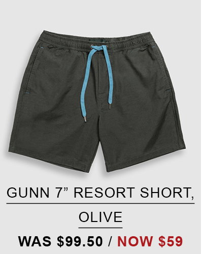 Shop Gunn 7" Resort Short, Olive online and instore at Rodd & Gunn