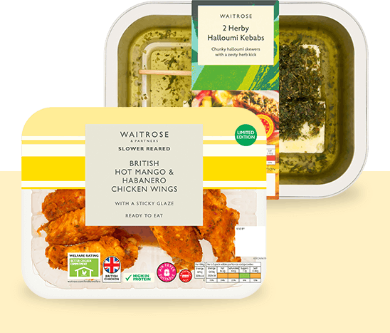 Mango & Coconut Chicken Sizzlers / 2 Herby Halloumi Kebabs
