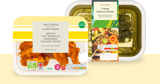 Mango & Coconut Chicken Sizzlers / 2 Herby Halloumi Kebabs