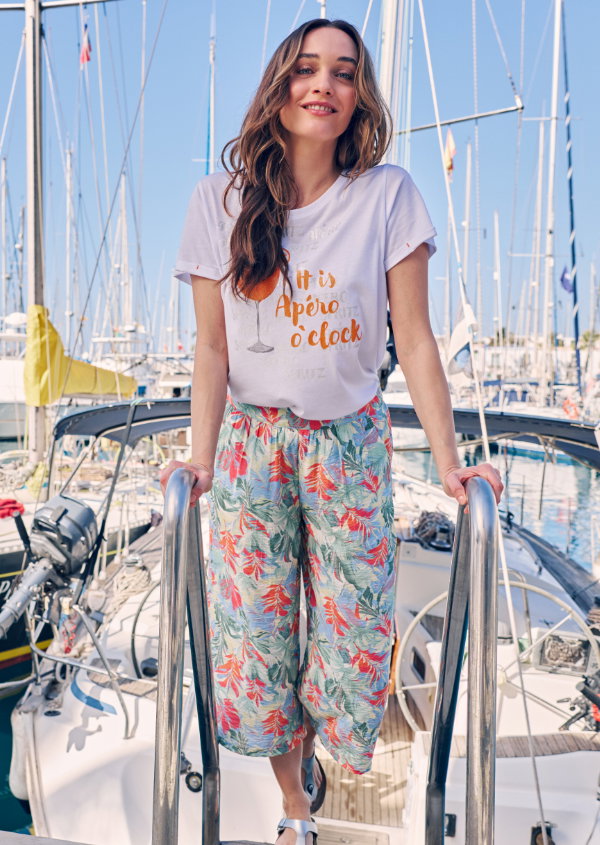 Leichte Culotte m. Blumenmuster