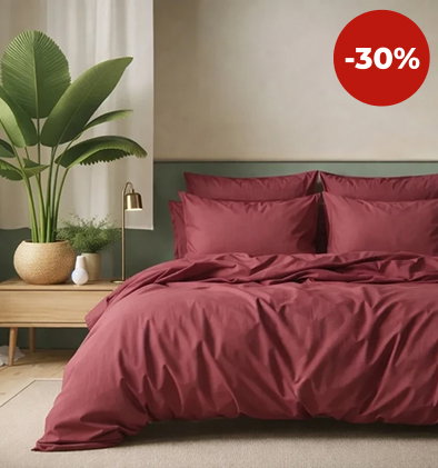 Housse de couette coton grenat