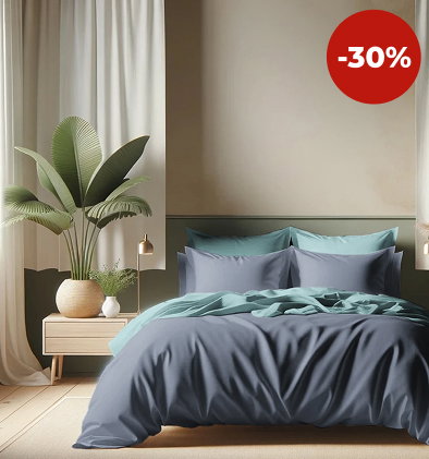 Housse de couette coton bleu glacier bleu orage