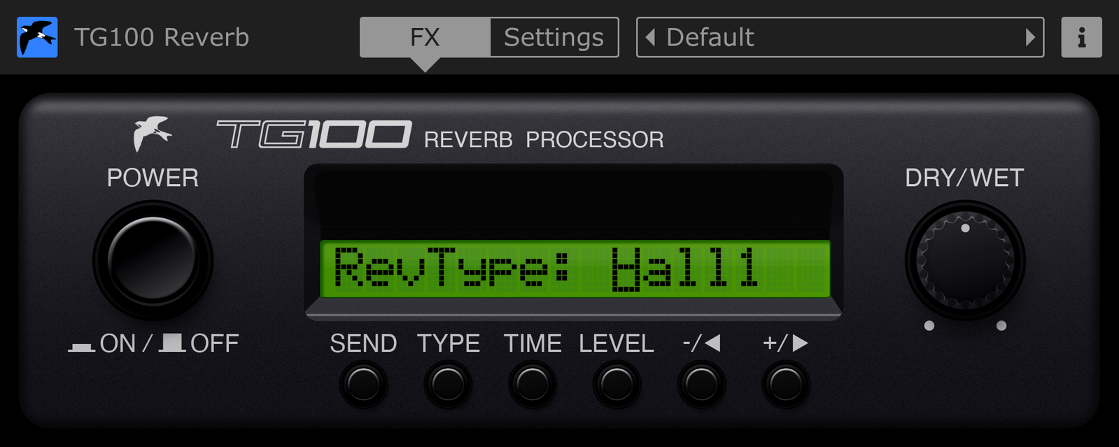 TG100 Reverb interface