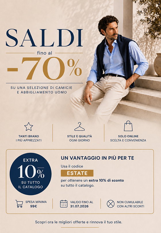 Saldi fino al 70% su centinaia di articoli estivi! +10% EXTRA