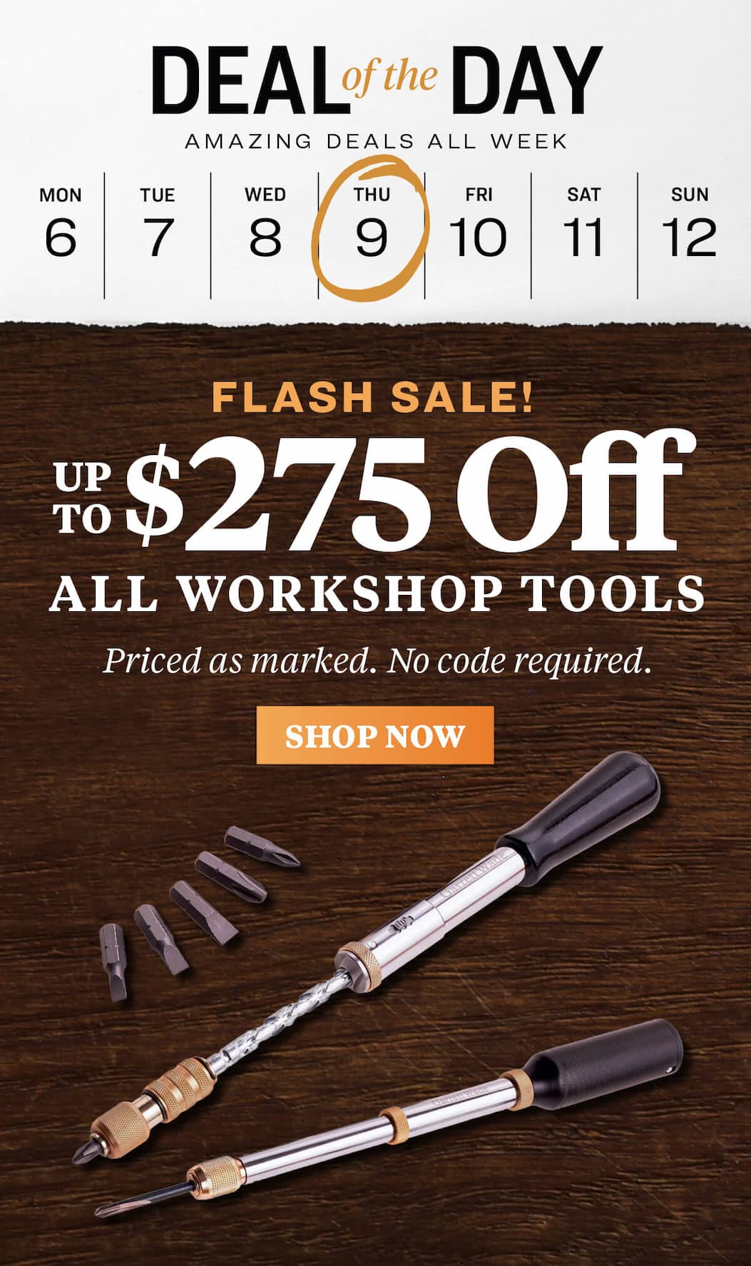 workshop sale
