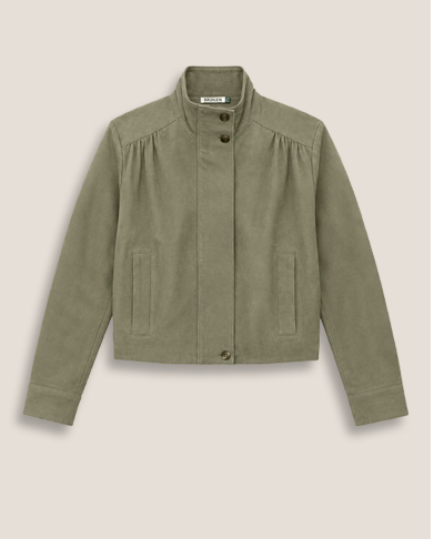 Ida Suede Funnel Neck Bomber Jacket