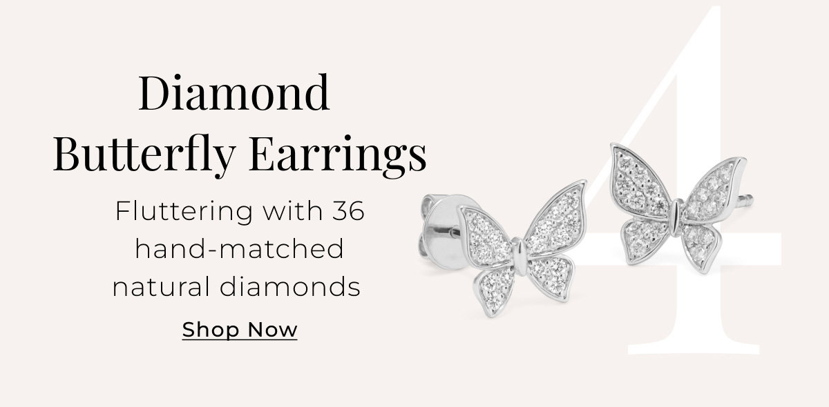 Diamond Butterfly Earrings - Fluttering with 36 hand-matched natural diamonds  - Shop Now >