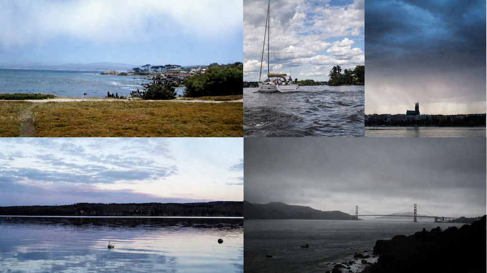 A collage of images representing the scent of Scandifornia candle