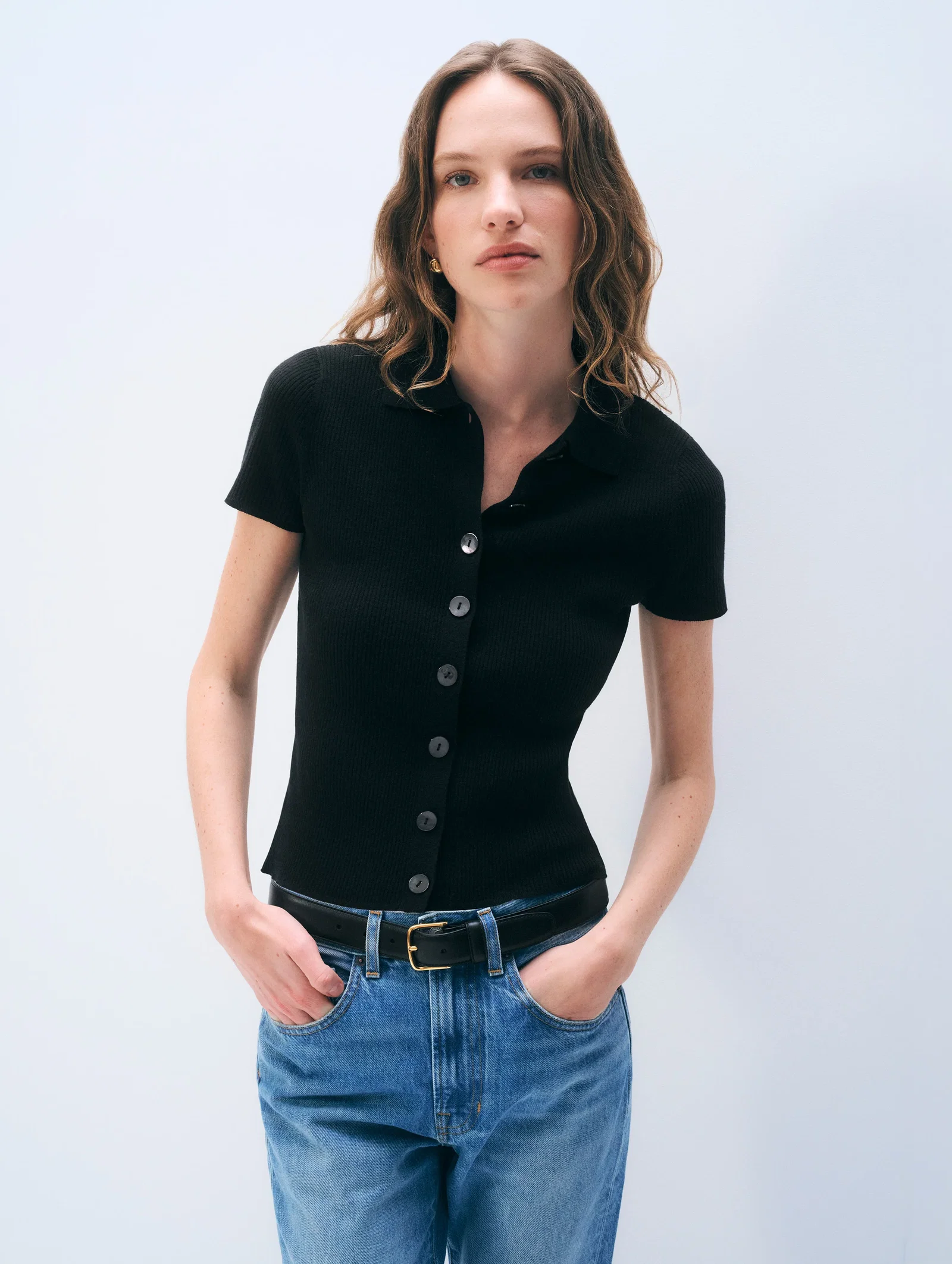Image of Linen Blend Top | Black