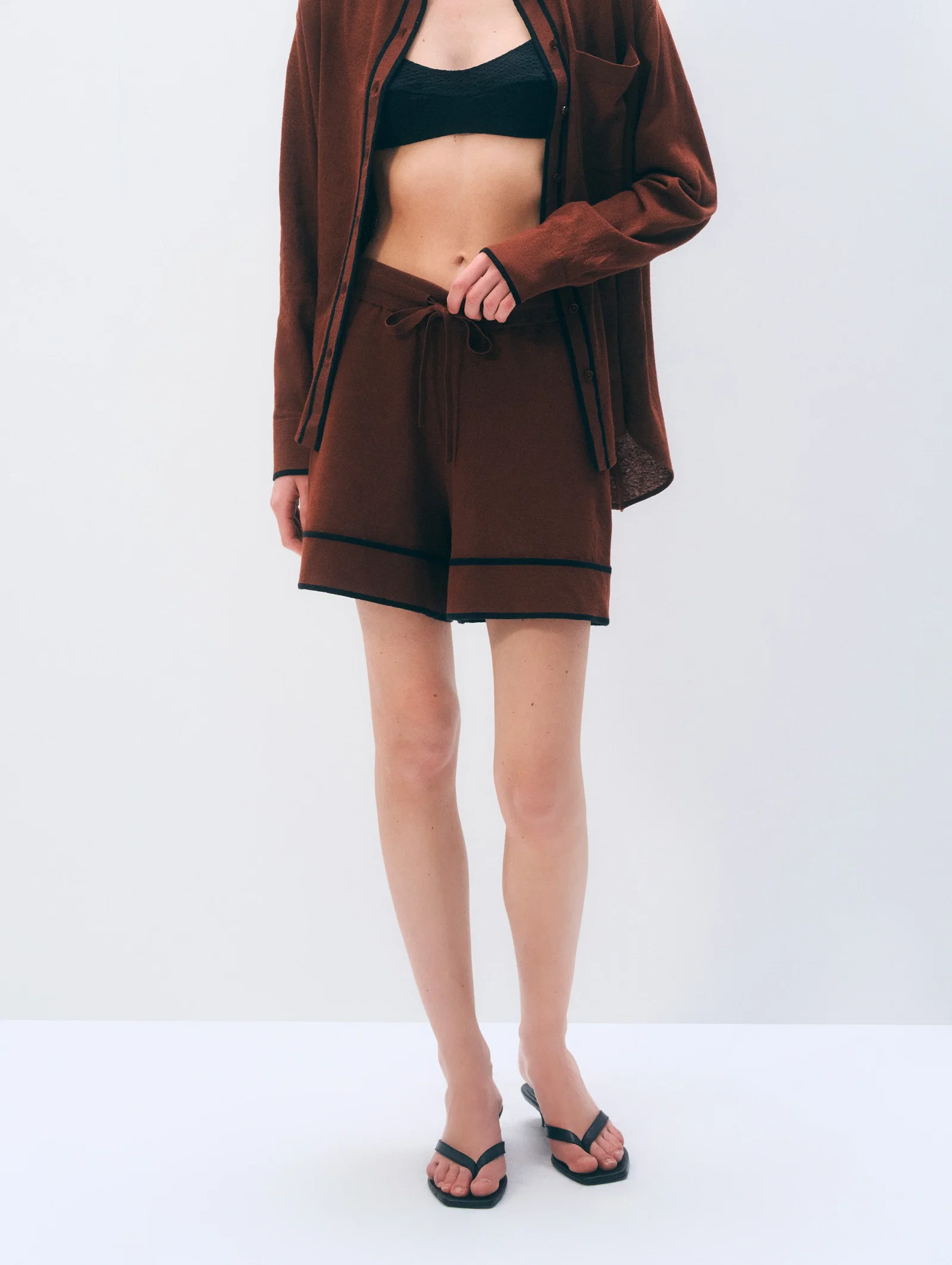 Image of Linen Blend Shorts | Redwood Brown