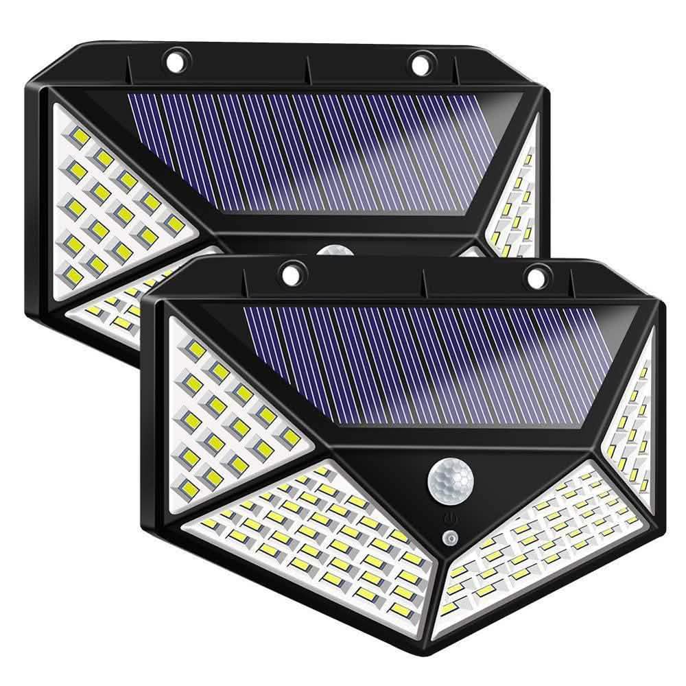 Image of 2-Pack: 100-LED Solar Powered Motion Sensor Lights With 270° Wide Angle