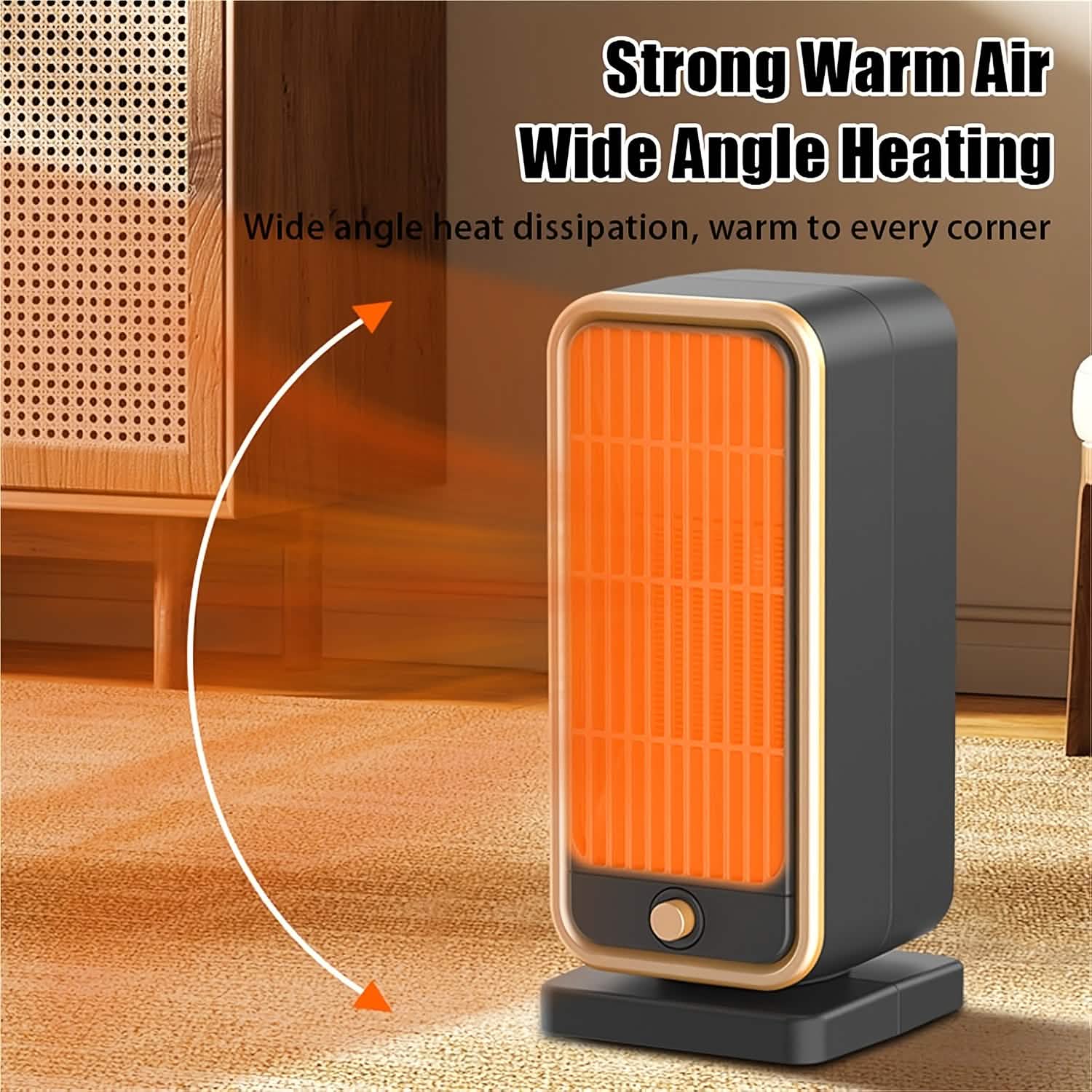 Image of 500W Portable Ceramic Space Heater with Safety Tip-Over Protection – Square Design