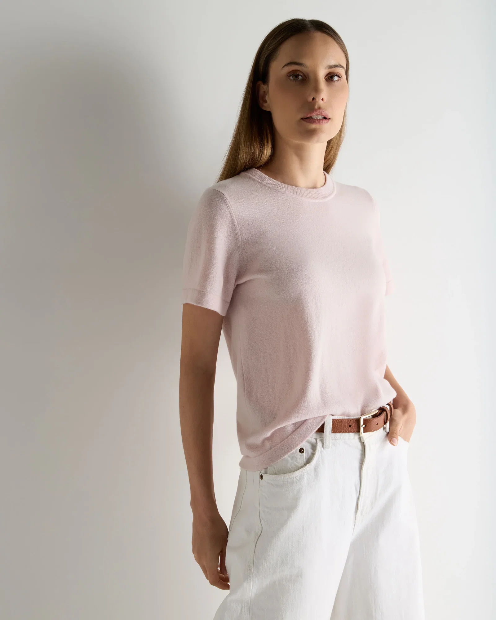 Image of Women's Lottie Cashmere T-Shirt Powder Pink