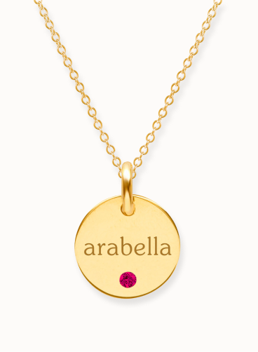 Circle Tag Necklace with Birthstone