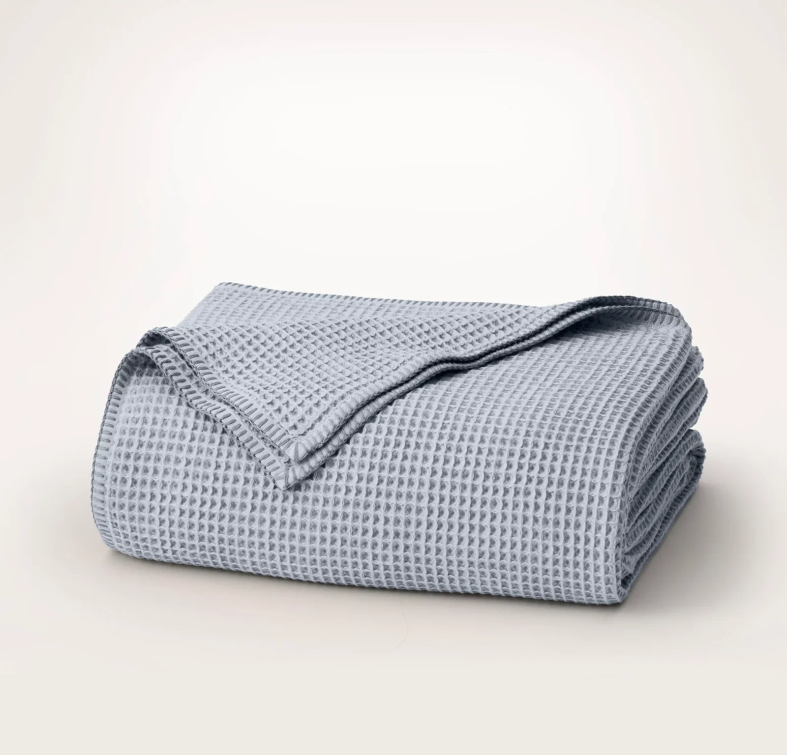NOW ON SALE Waffle Bed Blanket in White/Oak Whipstitch