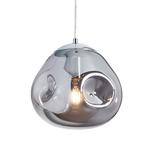 Smoked Glass Dimple Ceiling Pendant - Chrome