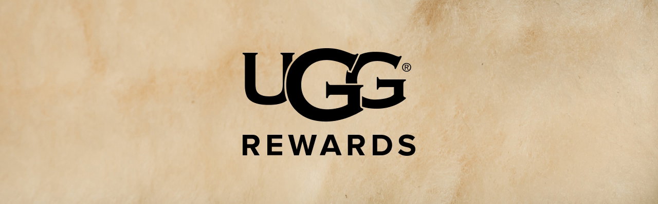 The text 'UGG Rewards' against a golden background.