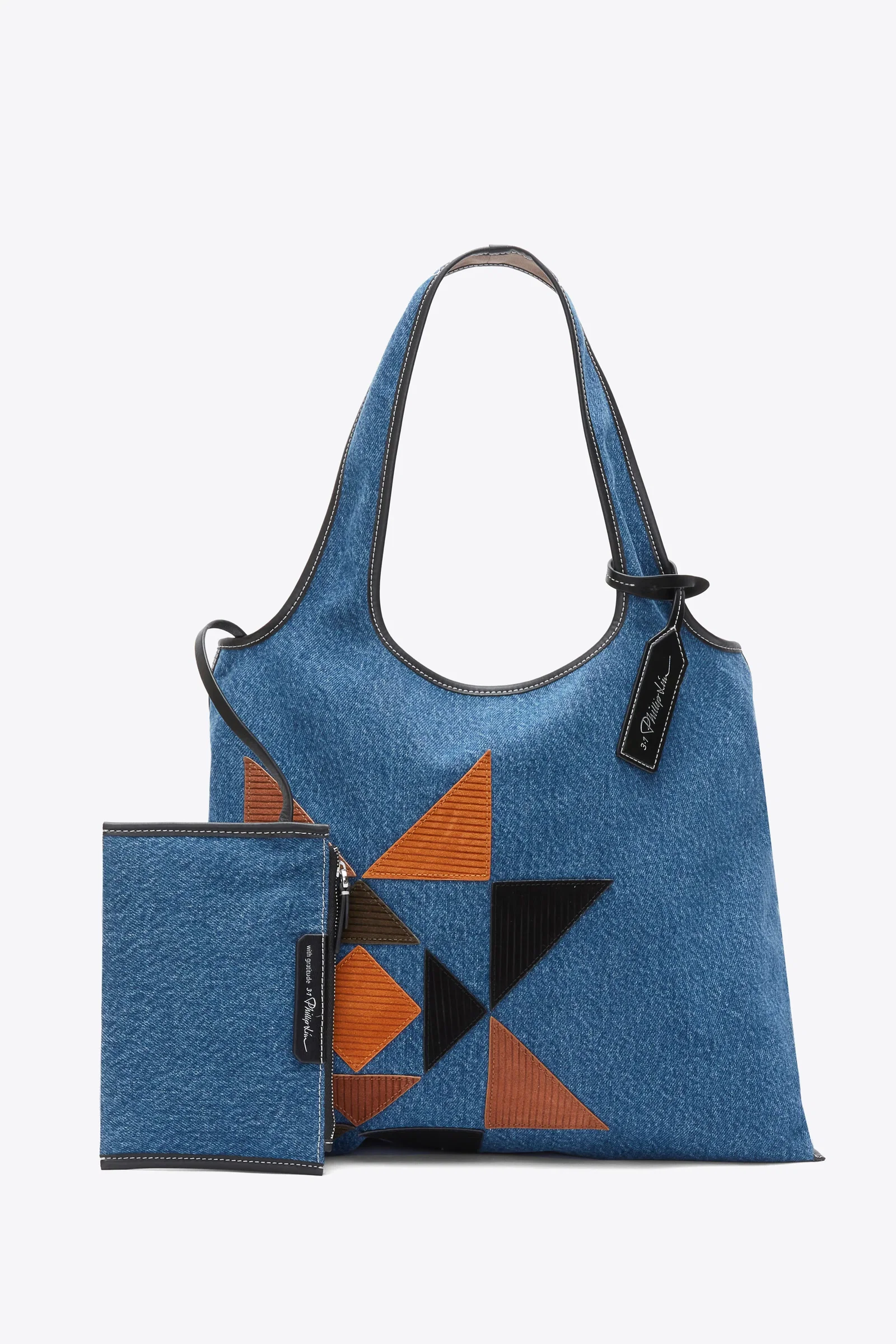 Image of Denim Suede Patch Market Tote